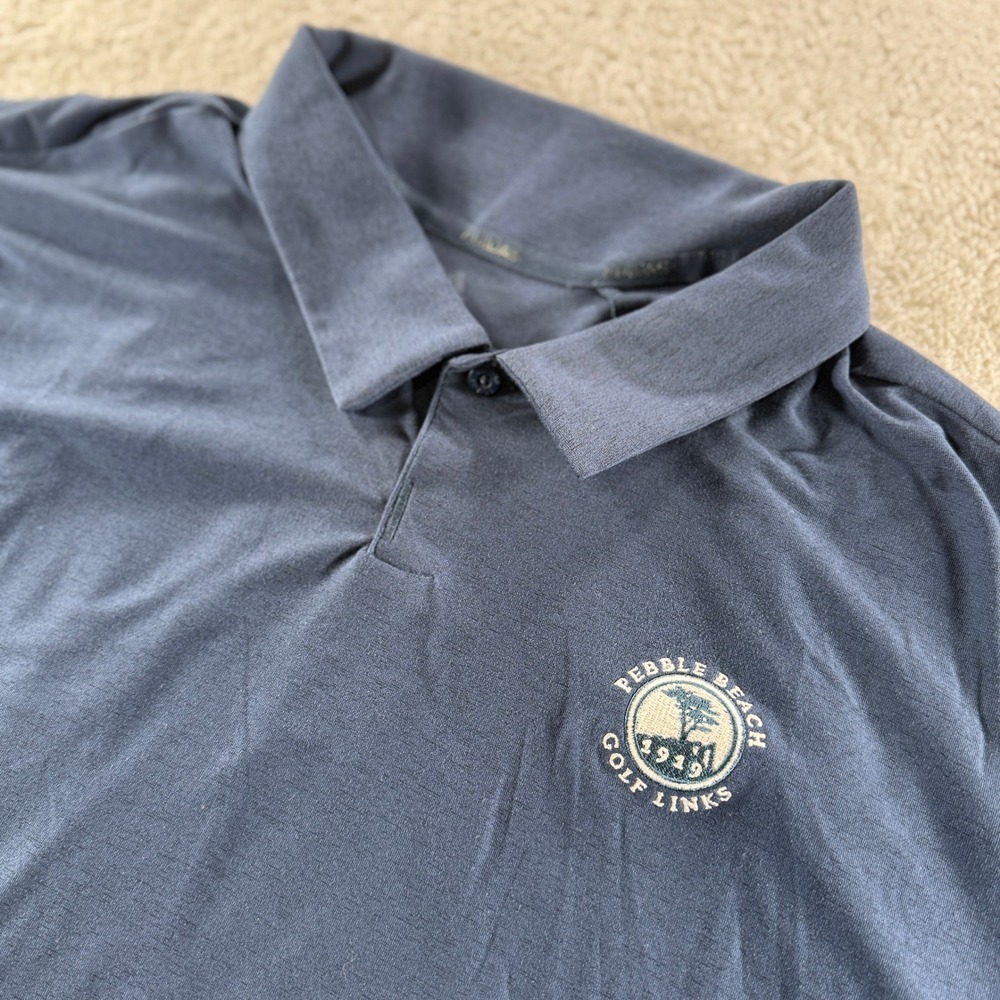 Adidas Pebble Beach‎ Golf Links 1919 Navy Blue Athletic Golf Polo Shirt 2XL XXL